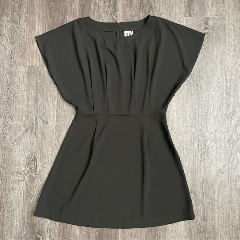 Nu New York Black Mini Cocktail Drop Shoulder Dress (L) - Picture 1 of 9